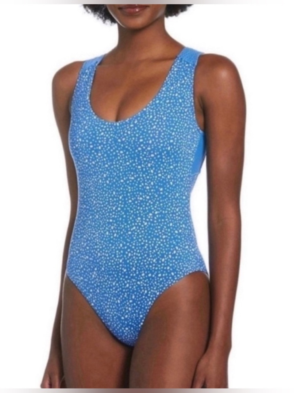 Nike Blue Water Dot-Print Scoop-Back One-Piece Swimsuit